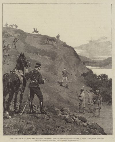 The Rebellion in the North-West Territory of Canada, Captain French Taking Three Indian Spies Prisoners by Sidney Paget